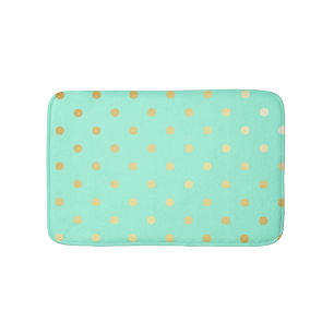 faux gold mint polka dots bath mat