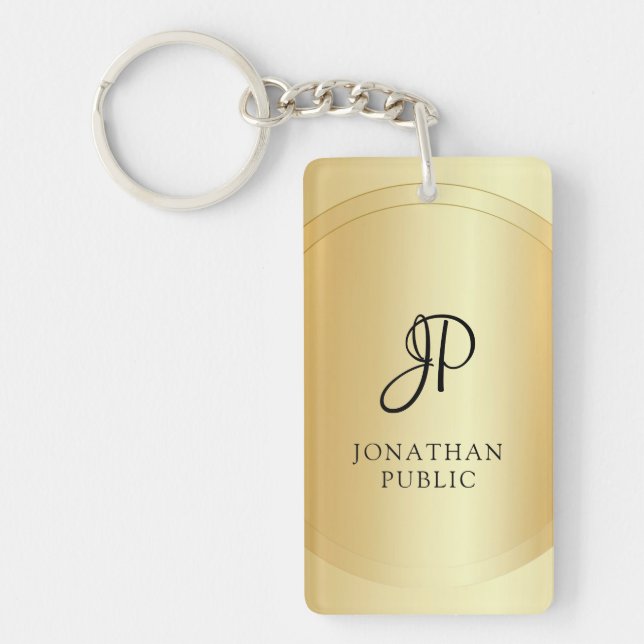 Faux Gold Modèle Monogramme Ajouter votre nom Élég (Devant)