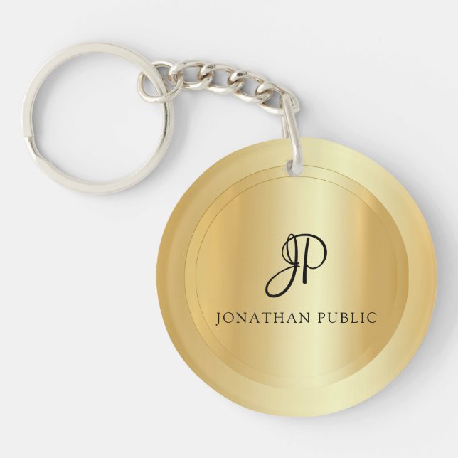 Faux Gold Modèle Monogramme Votre Nom Trendy (Devant)