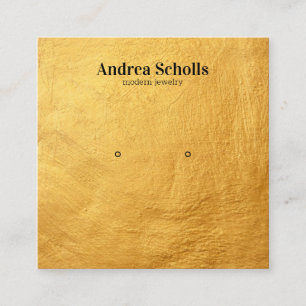 Faux GOLD Modern Bold Jewellery Stud Earring Displ Square Business Card