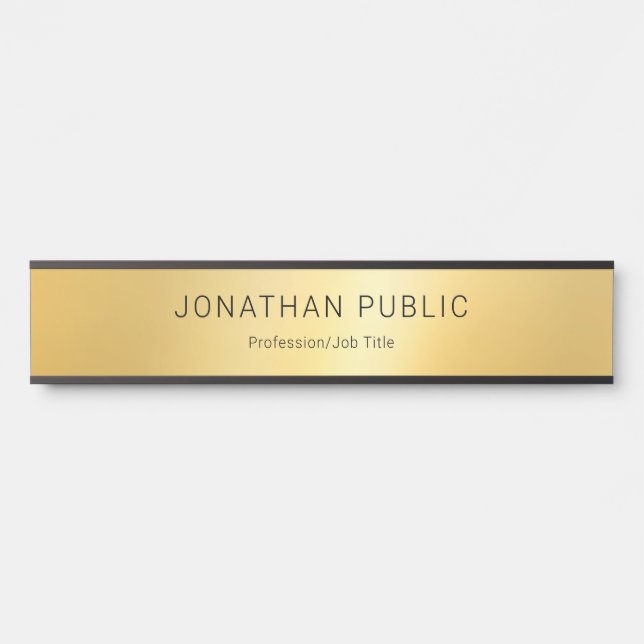 Faux Gold Modern Elegant Minimalist Template Door Sign (Front)