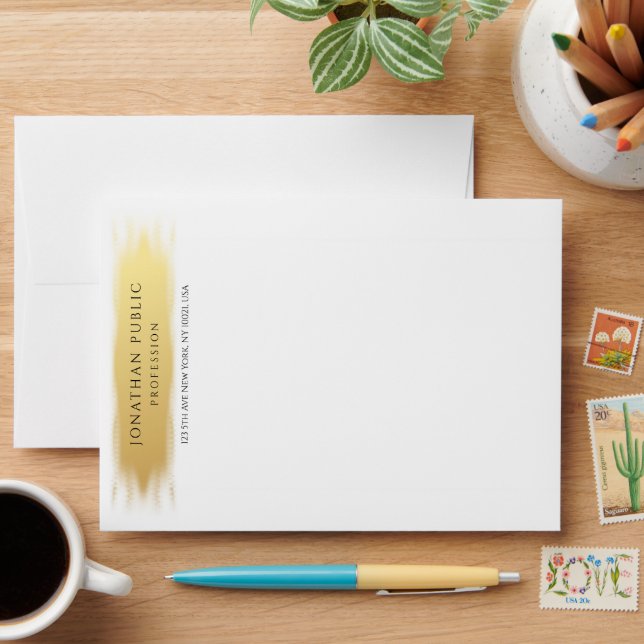 Faux Gold Modern Elegant Professional Template Envelope (Desk)