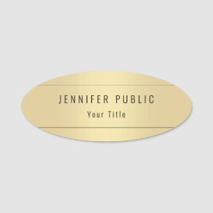 Faux Gold Modern Elegant Professional Template Name Tag