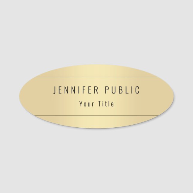 Faux Gold Modern Elegant Professional Template Name Tag (Front)