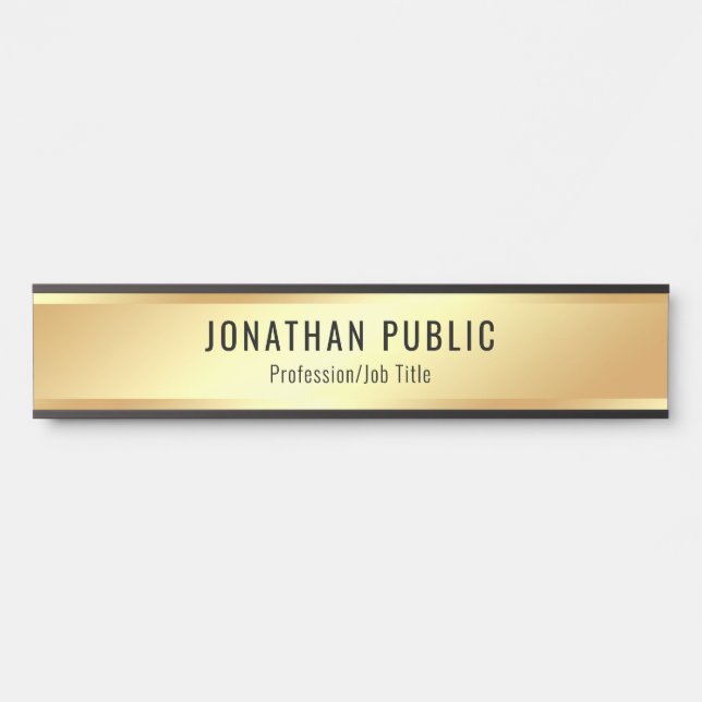 Faux Gold Modern Elegant Template Customizable Door Sign (Front)