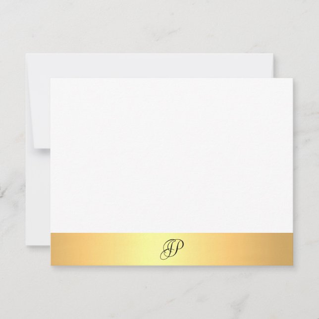 Faux Gold Modern Hand Script Monogram Name Card (Front)