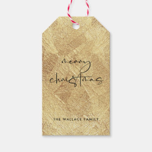 Faux Gold Modern Minimalist Merry Christmas Gift Tags