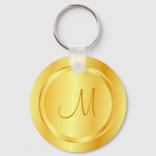 Faux Gold Modern Monogram Template Elegant Keychain