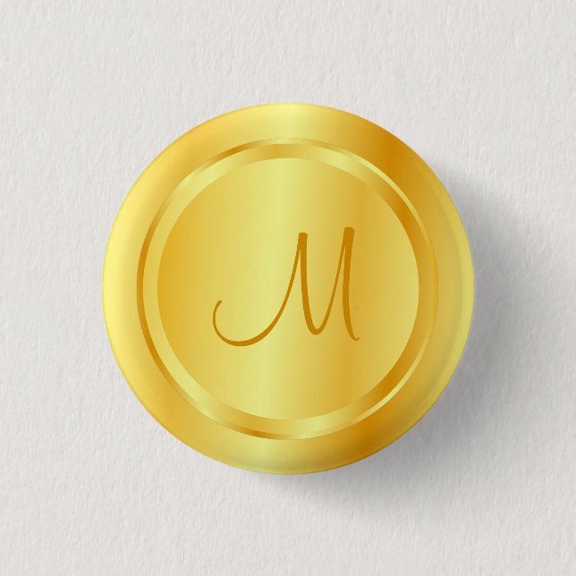 Faux Gold Modern Monogrammed Template Elegant 1 Inch Round Button (Front)