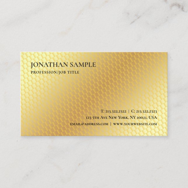Faux Gold Modern Professional Simple Template Business Card (Front)