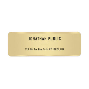 Faux Gold Modern Simple Template Return Address