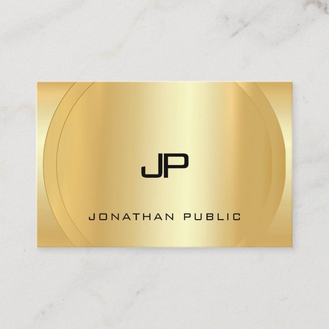 Faux Gold Monogram Glamourous Modern Luxurious Business Card (Front)