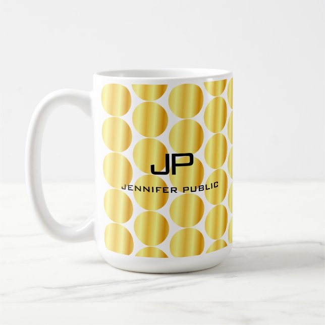 Faux Gold Monogram Personalized Template Coffee Mug (Left)