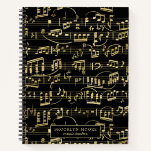 Faux Gold Music Note Personalized Journal