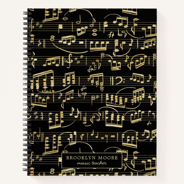 Faux Gold Music Note Personalized Journal (Front)