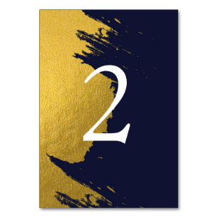 Faux Gold Navy Blue Wedding Table Number