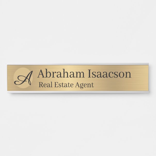 Faux Gold Office Door Sign Name Plate Real Estate (Front)