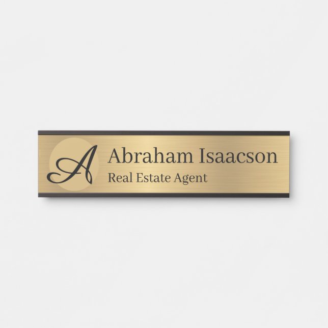 Faux Gold Office Door Sign Name Plate Real Estate (Front)