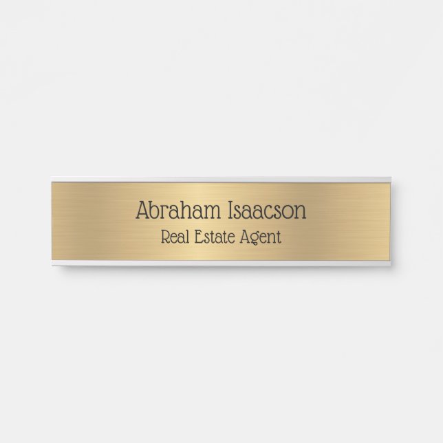 Faux Gold Office Door Sign Real Estate Agent (Front)