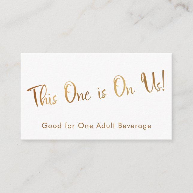 Faux Gold on White Drink Tickets Insert Cards (Front)