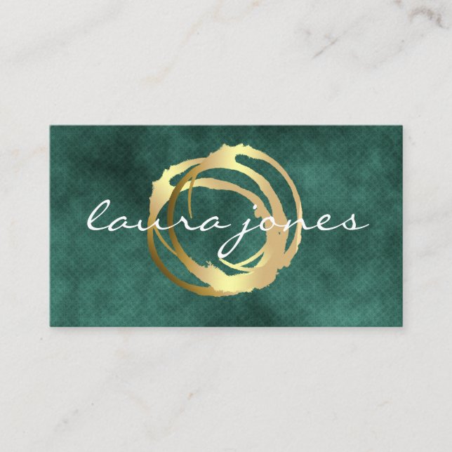 Faux Gold Painted Circle Designer Business Card (Front)