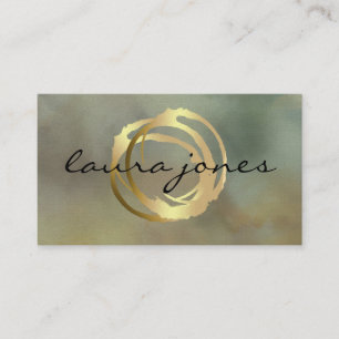 Faux Gold Painted Circle Designer Business Card