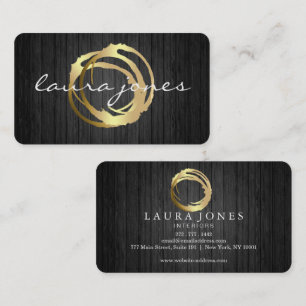 Faux Gold Painted Circle Designer Business Card
