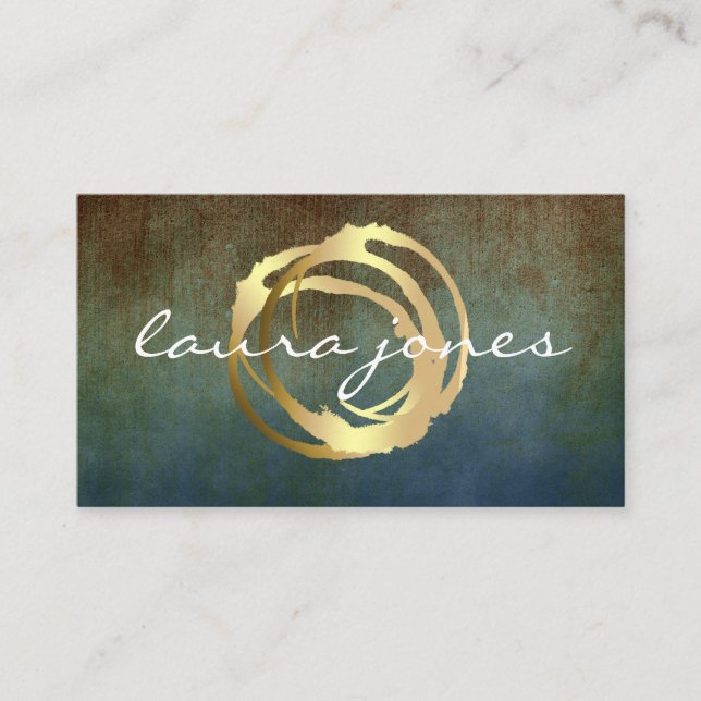 Faux Gold Painted Circle Designer Business Card (Front)