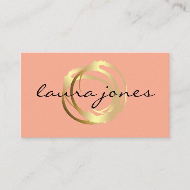 Faux Gold Painted Circle Designer Business Card (Front)
