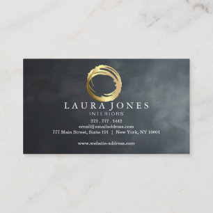 Faux Gold Painted Circle Designer Business Card