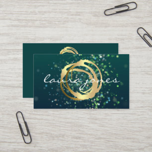 Faux Gold Painted Circle Designer Business Card