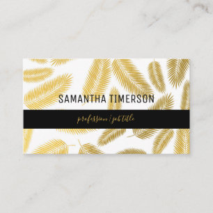 Faux Gold Palm Leaves Pattern Business Card