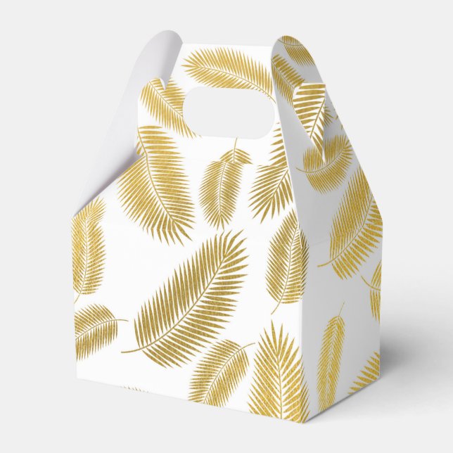 Faux Gold Palm Leaves Pattern Favor Box (Front Side)