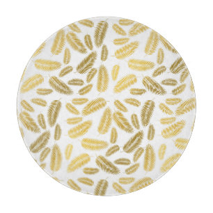 Faux Gold Palm Leaves Pattern Sherpa Blanket Accen Cutting Board