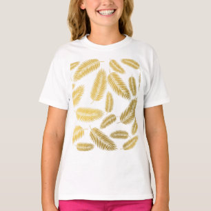 Faux Gold Palm Leaves Pattern Sherpa Blanket Showe T-Shirt