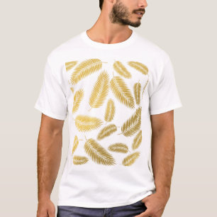 Faux Gold Palm Leaves Pattern T-Shirt