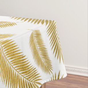 Faux Gold Palm Leaves Pattern Tablecloth