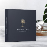 Faux Gold Palm Tree Logo Binder<br><div class="desc">Keep track of your appointments, customer data and more with this chic binder. Design features two lines of custom text in classic white lettering on a navy blue background adorned with a tropical palm tree illustration in faux gold foil. Add additional custom text to the spine. Mini size also available...</div>