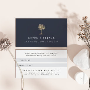 Faux Gold Palm Tree Logo Referral Card