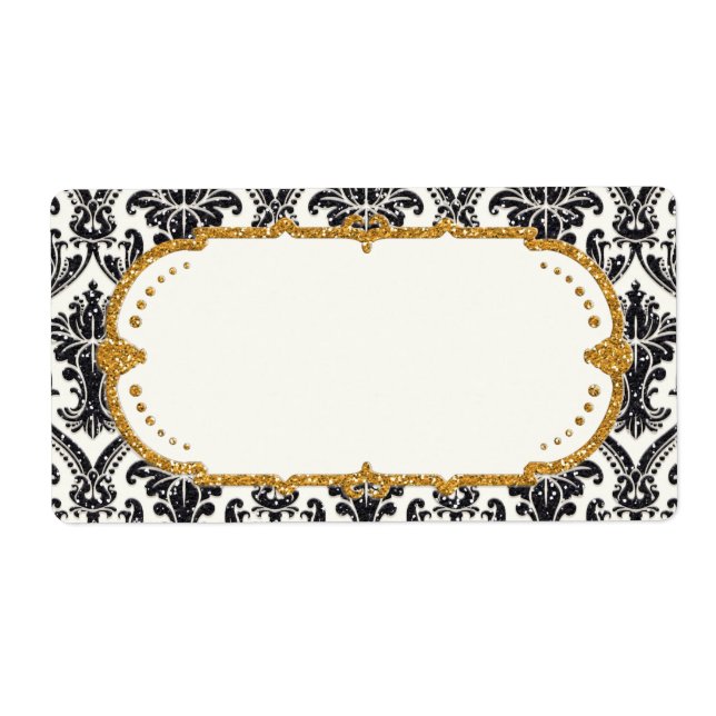 Faux Gold Parties scintillant Damask Floral Patal  (Devant)