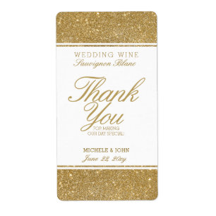 Faux Gold Parties scintillant Mariage Vin Étiquett