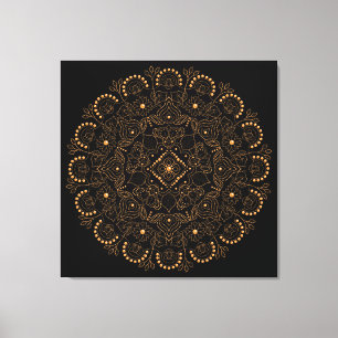 Faux Gold Pearl Bead Mandala Canvas Print