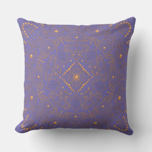 Faux Gold Pearl Bead Mandala Print Throw Pillow
