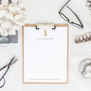 Faux Gold Pineapple Logo Letterhead