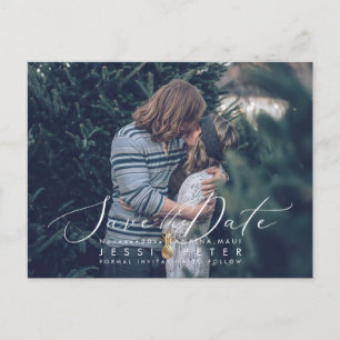 Faux Gold Pineapple Photo Save the Date Postcard