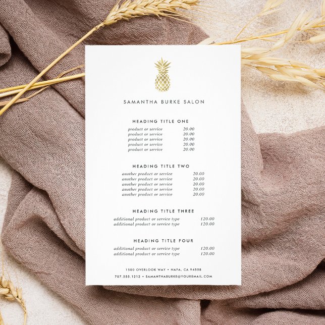 Faux Gold Pineapple | Pricing & Services Flyer (Creator Uploaded)