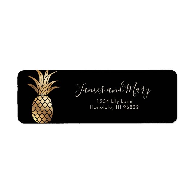Faux Gold Pineapple Return Address (Front)