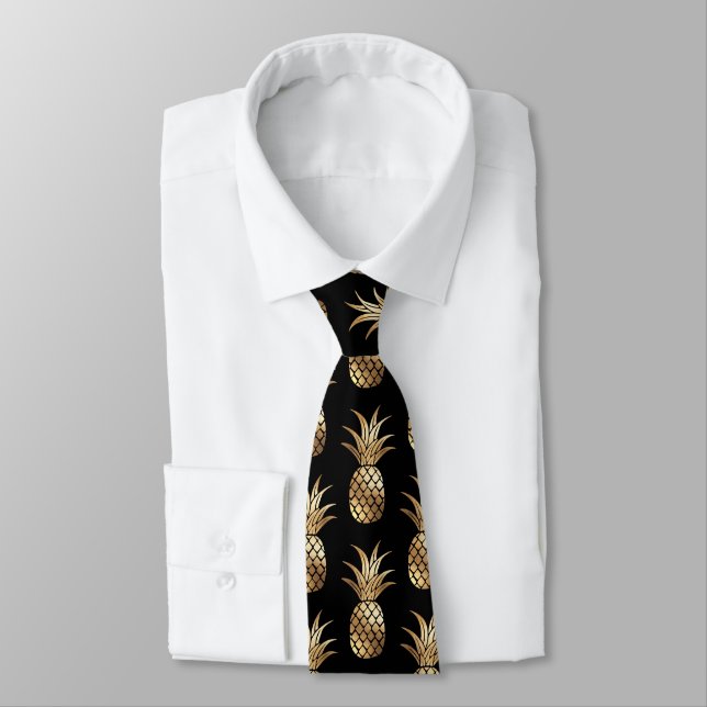 Faux Gold Pineapples, Adjustable Pattern DIY colou Tie (Tied)