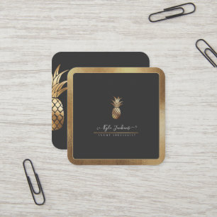 FAUX GOLD PINEAPPLES DIY BACKGROUND SQUARE BUSINESS CARD