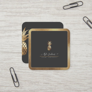 FAUX GOLD PINEAPPLES DIY BACKGROUND SQUARE BUSINESS CARD